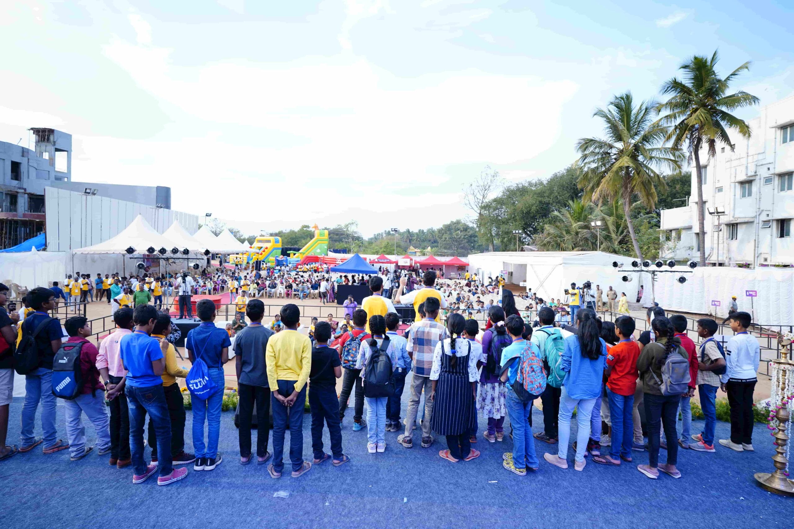 Back-view of the stage at the fest conducted by the top school of CBSE.