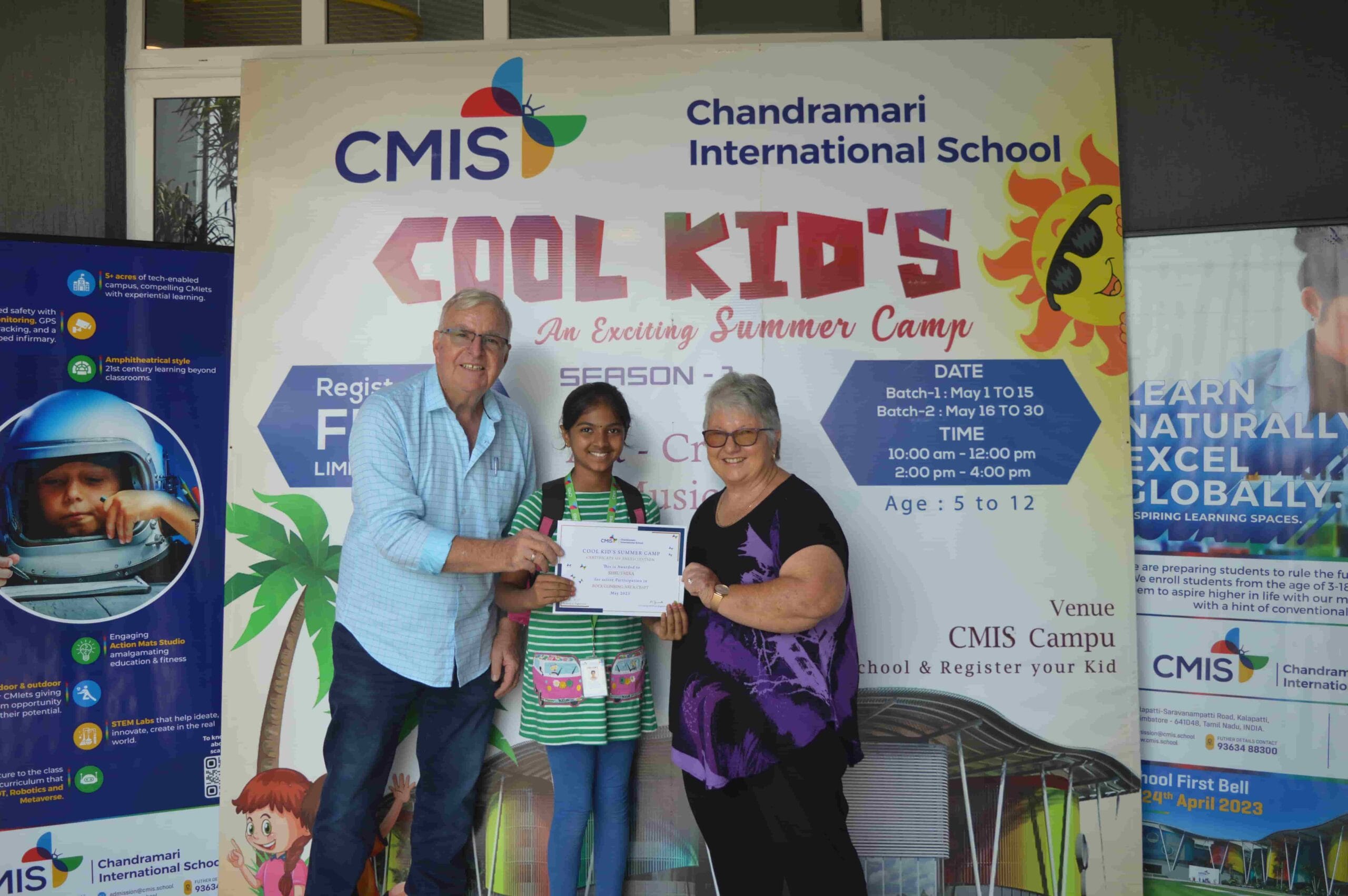 A CMIS student getting recognized at summer camp.
