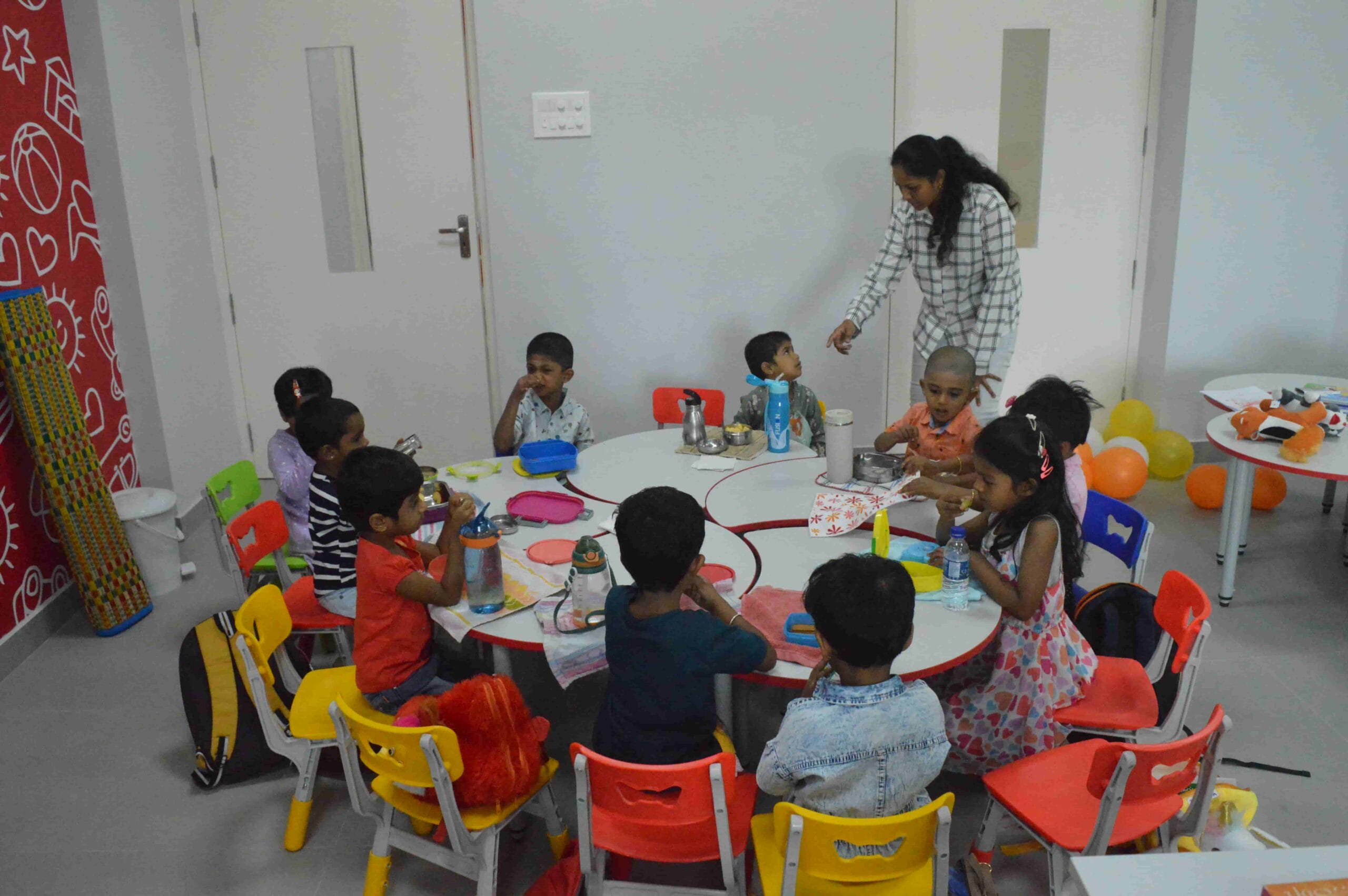 Students of CMIS have food together at lunch time.