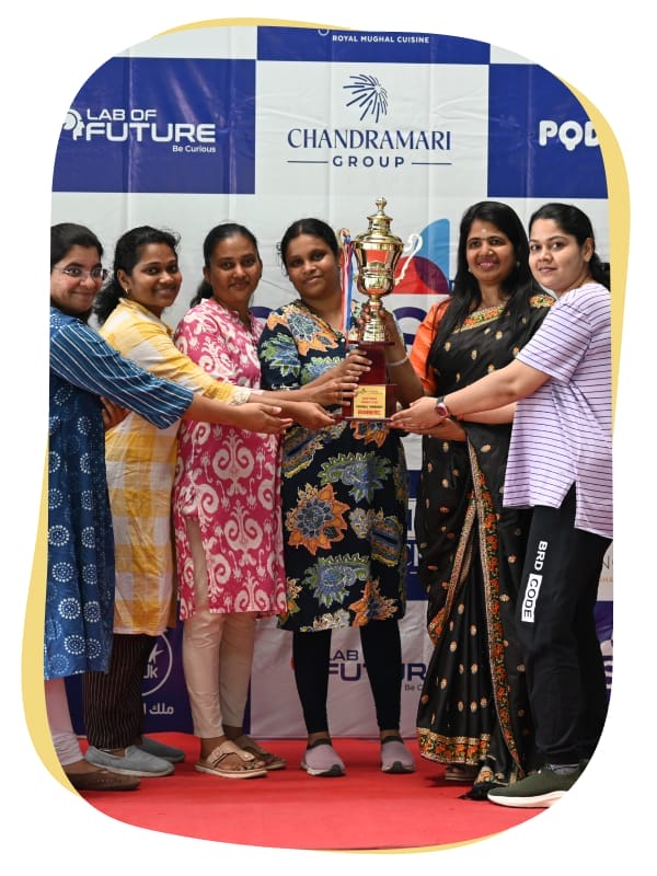 CMIS Super Mothers Throwball Tournament team celebrating victory.